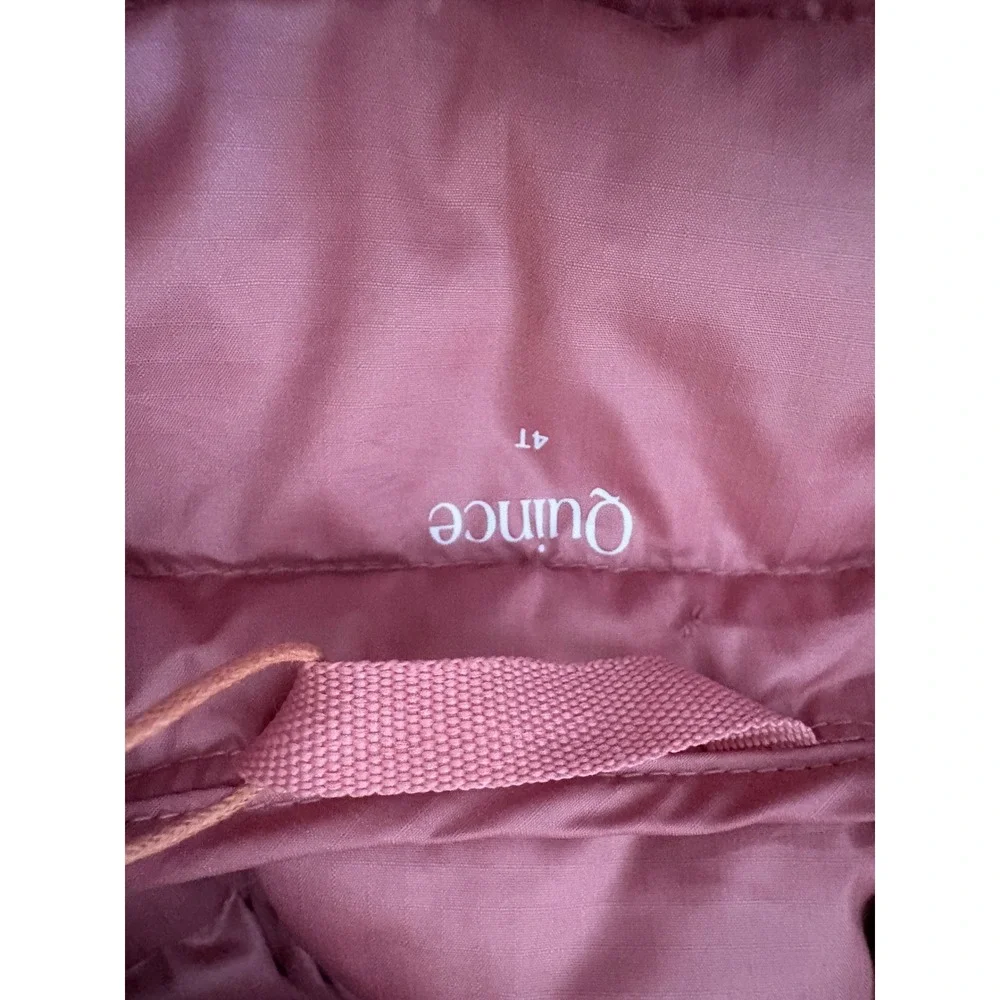 Quince Kids Dusty Rose Lightweight Down Hooded Puffer Jacket 4T NWT
